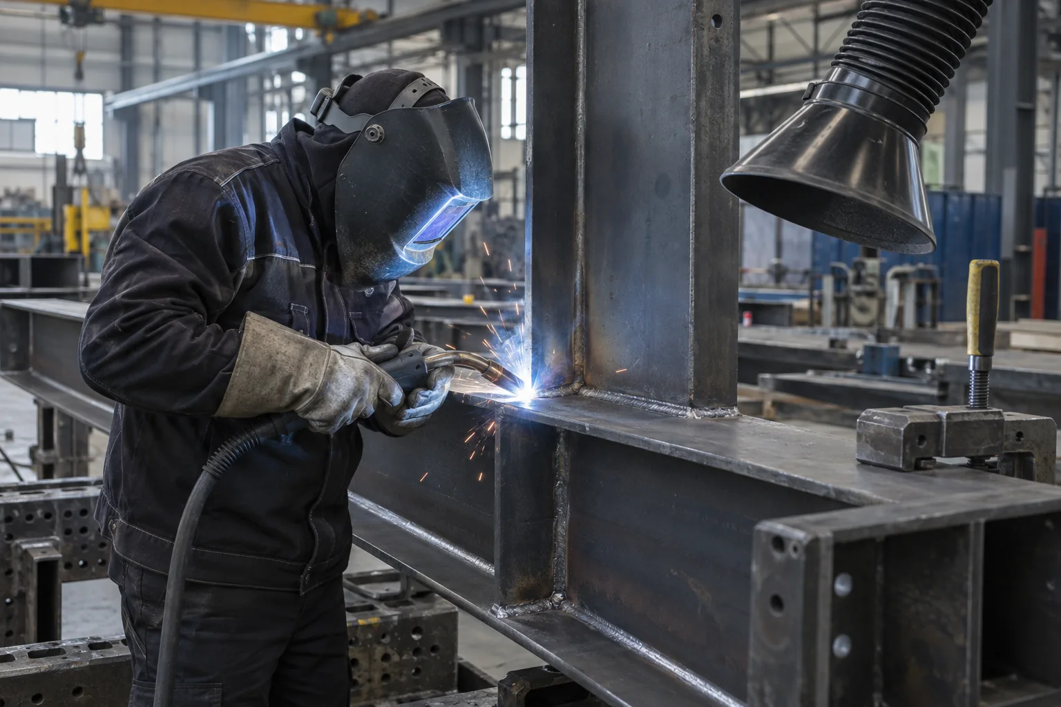 MIG / MAG welder joining steel structural components